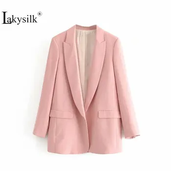 

Pink Color Blazer Jacket Women Fashion Long Sleeve Solid Coat Women Elegant Pocket Jacket Suits Female Ladies Blouses