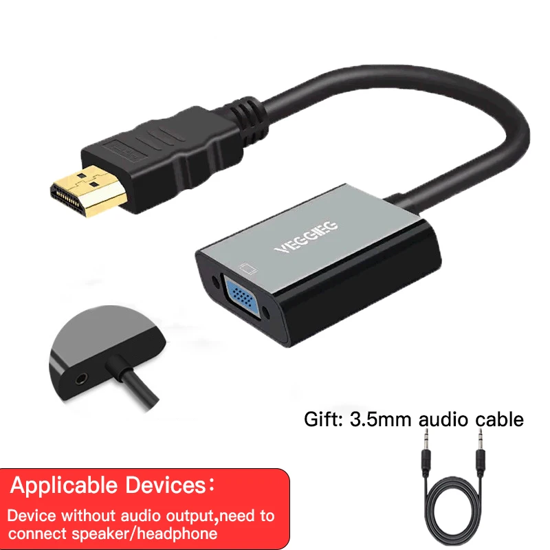 Audio But No Power 3 Высокая производительность HDMI к VGA адаптер Мужской к Famale конвертер сплиттер 1080P цифро-аналоговый видео аудио для ПК ноутбука PS4 - Цвет: Audio But No Power 3