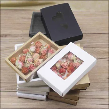 

Heart shaped box drawer white paper gifts package boxes black kraft cardboard slide wedding/party gift paper window box suppiles