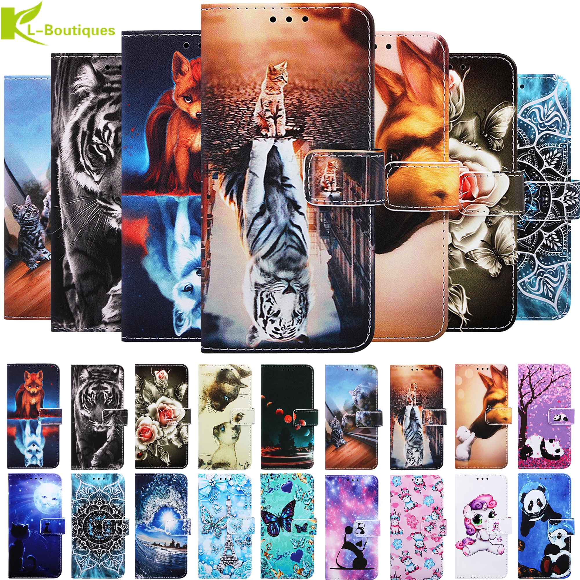 

Y6 2019 case On sFor Funda Huawei Y6 Y 6 Y6Prime 2019 MRD-LX1F Cases huawei y62019 cover Luxury Animal Flip Leather Phone etui