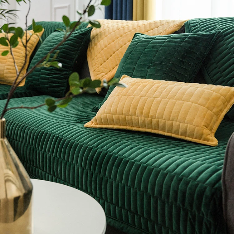 Green Velvet Couch Cover