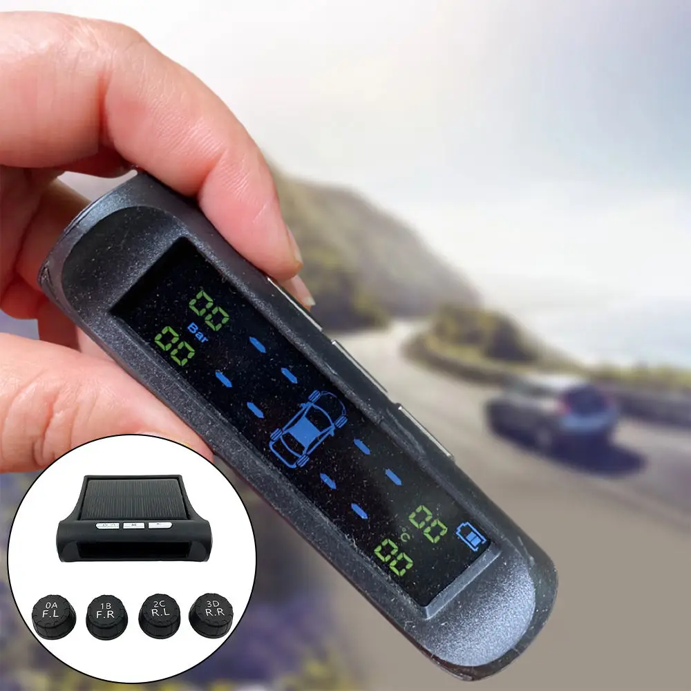 Система контроля давления в шинах TPMS ЖК-дисплей с 4 внешними датчиками и питанием