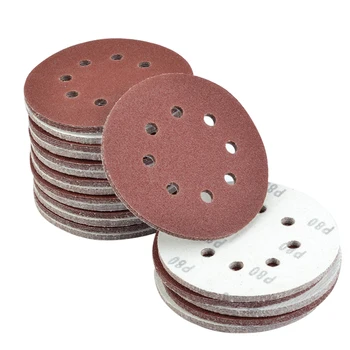 

50Pcs 60/80/100/120/240 Grit Sandpaper Sheet Hook Loop Sanding Disc Sanding Disk for Sandpaper Grinding Disc