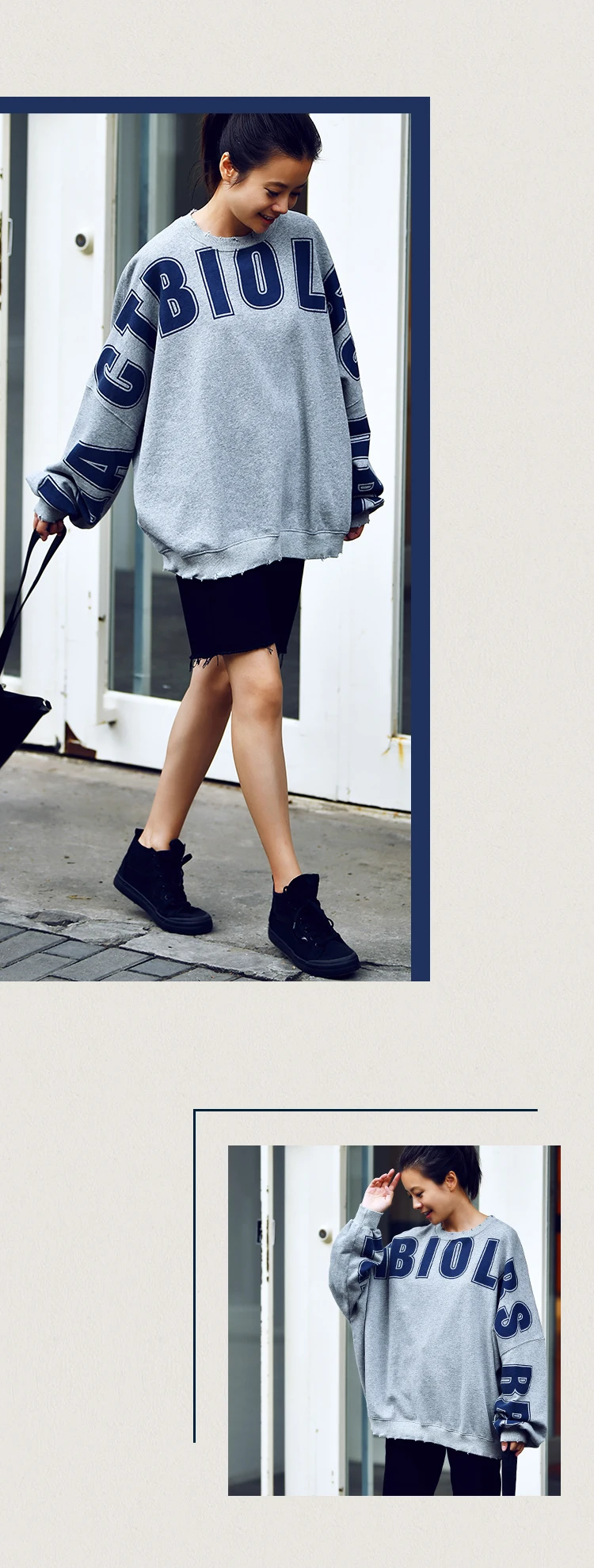 R3692 корейский стиль большой буквенный принт необработанный край с открытыми плечами рукав свободный и универсальный Давид платье стиль