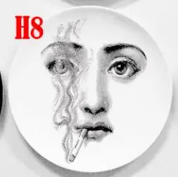 H8 Rosenthal Piero fornasetti тарелки черно-белые иллюстрации подвесные блюда образец комнаты/дома/отеля Декор Кавальери лицо Керамические ремесла - Цвет: H8