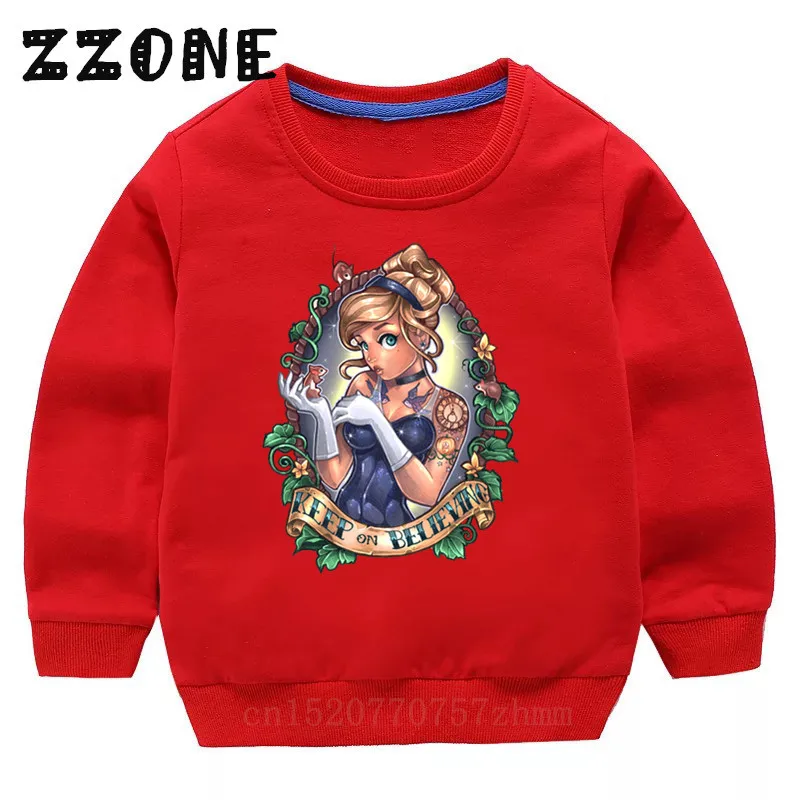 5300D-Red Children's Hoodies Kids Europe Pop Cartoon Princess Funny Sweatshirts Baby Pullover Tops Girls Boys Autumn Clothes,KYT5300 - Цвет: 5300D-Red