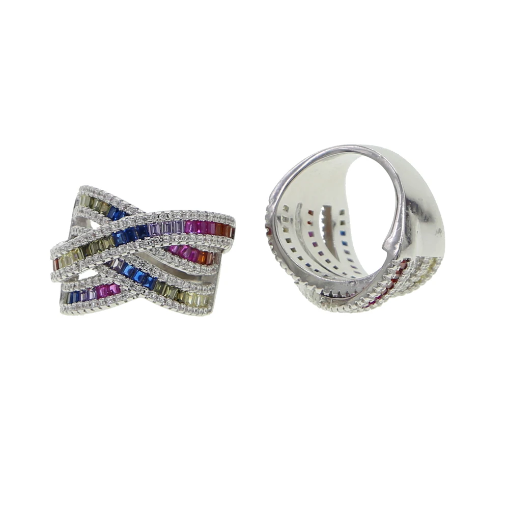 Красочное кольцо для женщин, блестящее кольцо с кубическим цирконием, многоразовое серебряное классическое ювелирное изделие, подарок на Рождество