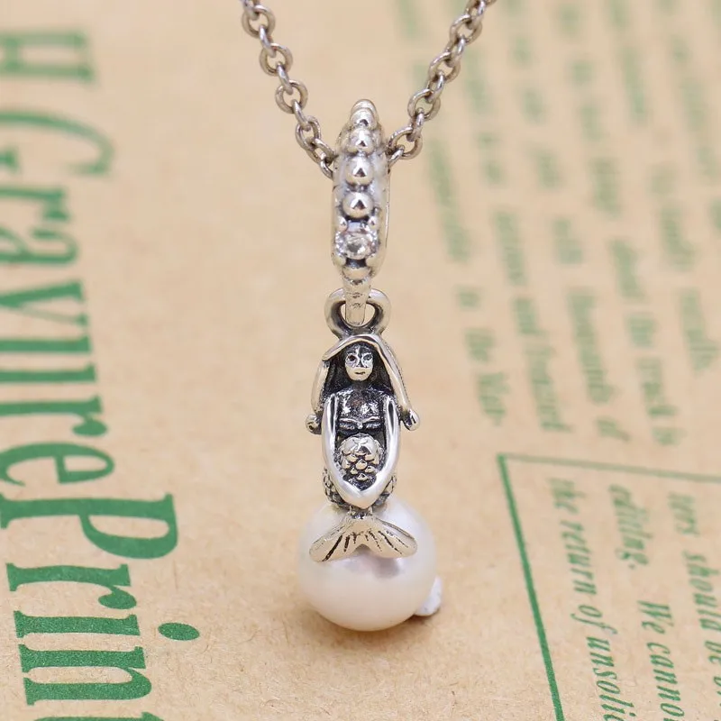 

Original 925 Sterling Silver Charm New Ariel Mermaid Pendant Fit Pandora Women Bracelet & Necklace Diy Jewelry