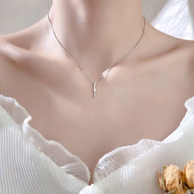 Real 925 Sterling Silver Pendant Necklace Temperament Zircon Fine Jewelry For Women Romantic Engagement Accessories Party Gift - Image 5