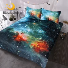 Blesslive Galaxy покрывало на кровать, постельное белье, Королевский Красный Зеленый туманность, пододеяльник, Вселенная, роскошный психоделический Комплект постельного белья, 3 шт