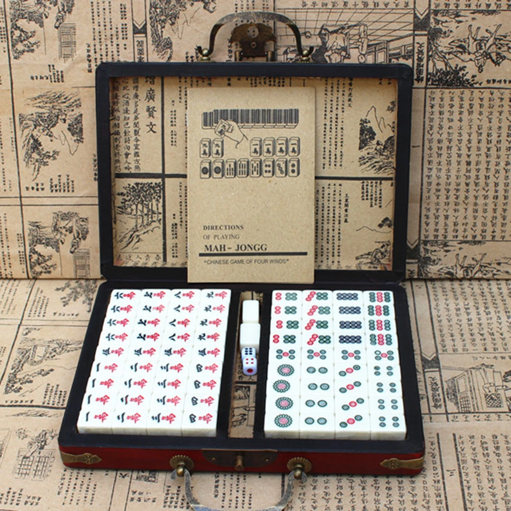 Китайский пронумерованный Набор для игры в маджонг 144 плитки Mah Jong набор