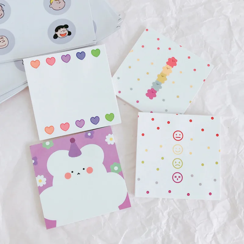 

50 Sheets INS Cartoon Bear Notebook Concise Planner Stickers Portable Pocket Word Book Stationery Kawaii Memo Pad Stationery