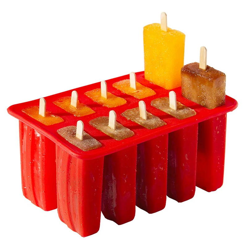 10 Cavity Silicone Molds Food Grade Popsicle  Homemade Kitchen   Mold BPA  Frozen Ice Pop Cream Maker