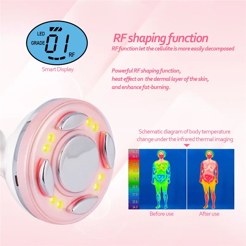 LED Fat Burner Anti Cellulite Lipo Device Skin Tightening Weight Loss Beauty Machin RF Cavitation Ultrasonic Slimming Massager