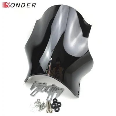 Black Лобовое стекло для Сузуки Bandit GSF 600 1200 GS500 GSX1100G VX800 для Honda Hornet CB400 CB900 CB919 CB250 CB400SF - Цвет: Black