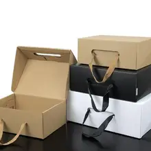 50 шт./лот, белая/черная Подарочная коробка из крафт-бумаги, коробка для детской обуви, портативный чехол, коробка для обуви для мужчин и женщин, 4 размера, логотип на заказ