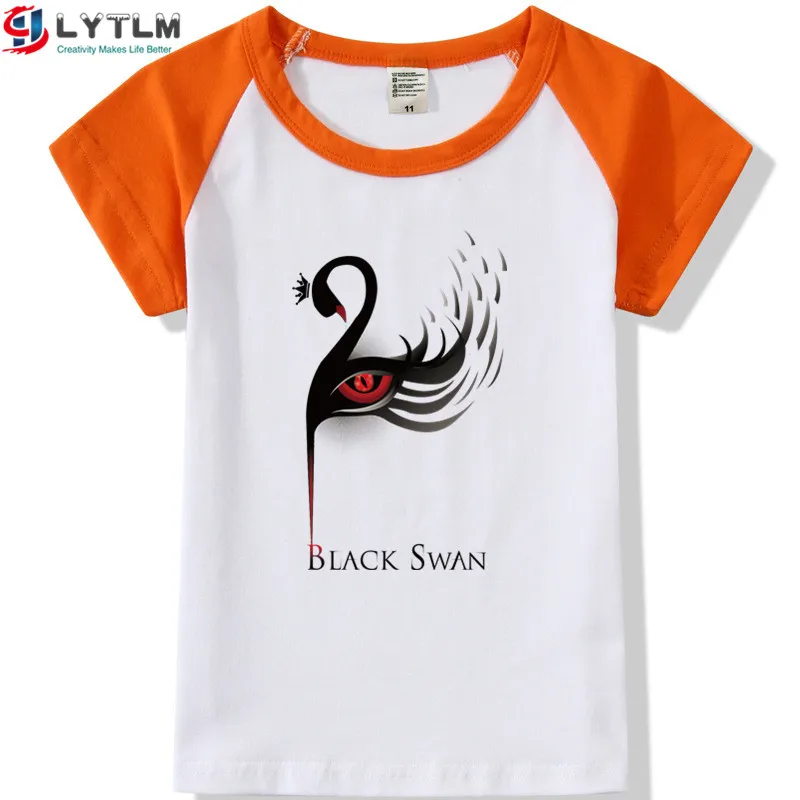 LYTLM черная футболка с лебедем Femme Hallween костюмы для девочек XXX Детские рубашки для девочек Anniversaire Enfant детская одежда футболка с рисунком