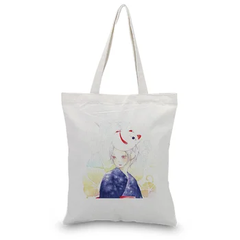 

kimono Girl Pattern Canvas Tote Bag Daily Use Handbag Eco Reusable Recycle Shopping Bag Custom Print Logo Text DIY