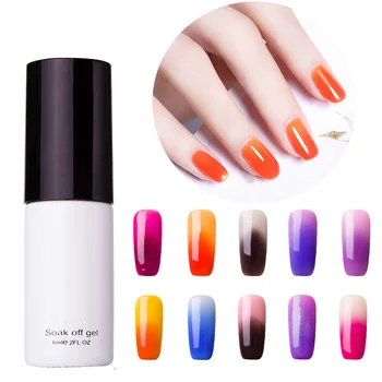 

QUNQC Nail Gel Polish Rainbow Thermal Color Changing Gel Nail Polish Glitter Temperature Soak Off UV Gel Varnish Nail Art
