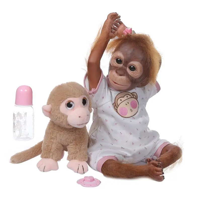 

20 Inch Realistic Doll Soft Silicone Vinyl Newborn Babies Monkey Lifelike Handmade Toy Children Birthday Gifts QX2D
