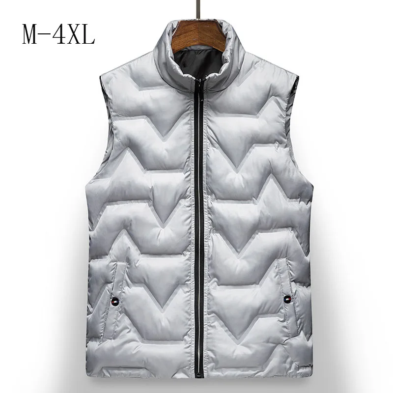 

New Men Jackets Sleeveless Vests Large Size L-4XL Winter Thick Warm Man Casual Fashion Vest & Waistcoat Cotton Padded
