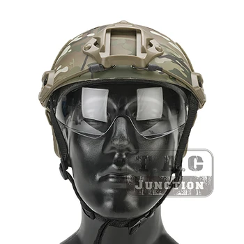 

Emerson Tactical PJ Helmet Combat Lightweight Airsoft Fast Bump Modular OPS Helmet w/ Flip Down Visor + NVG Shroud + Side Rail