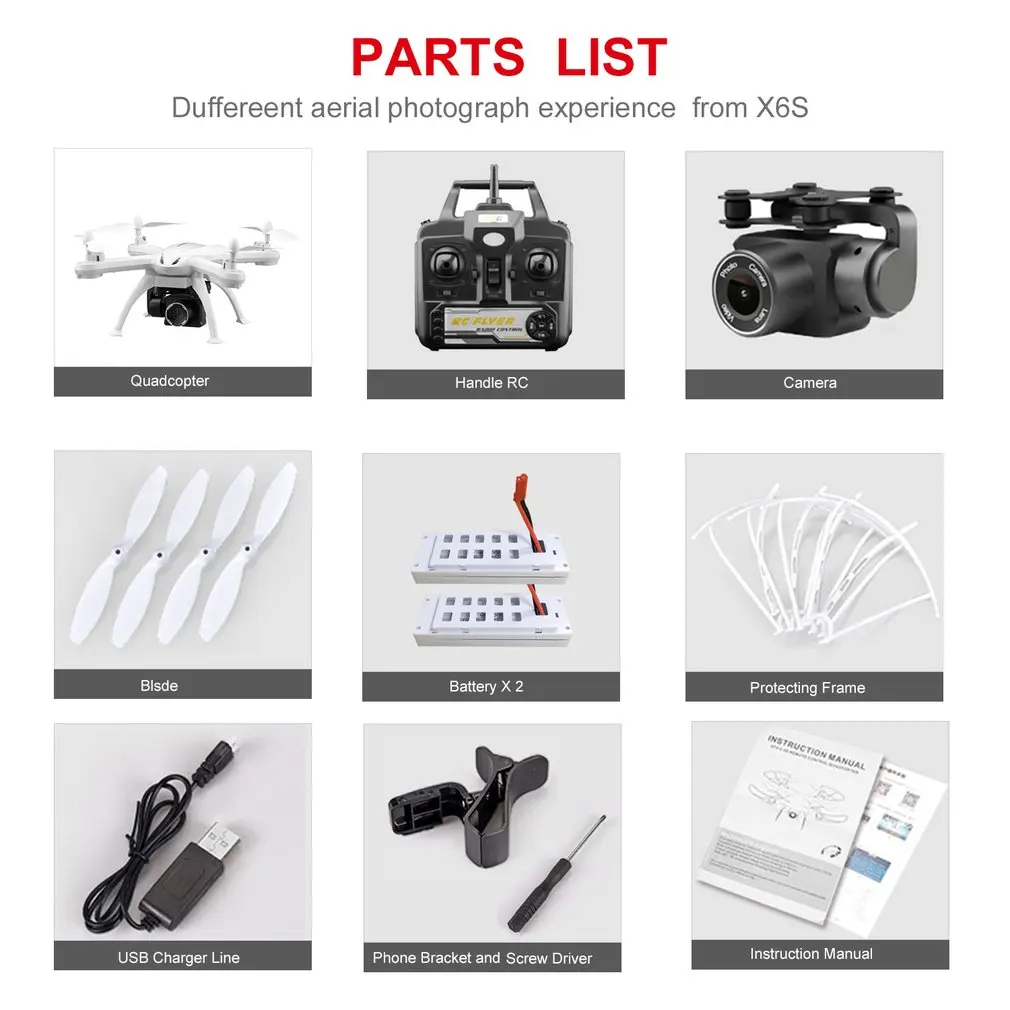 

X6S Drone with Camera 480P/720P/1080P/4K HD WiFi FPV Real Time Aerial Video Altitude Hold RC Quadcopter Helicopter Toys VS SG106