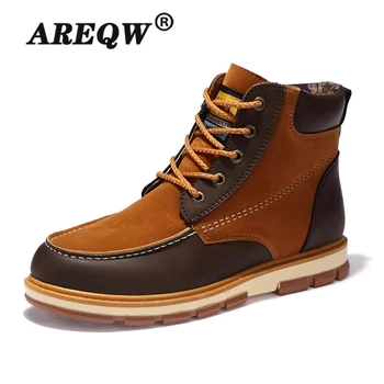 

2020 Super Warm Men's Winter Pu Leather Ankle Boots Men Winter Waterproof Snow Boots Leisure Motorcycle Winter Boots Shoes Men