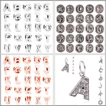 Couqcy, покрытые сплавом бусины, очаровательные буквы, прозрачные, 26 A-Z, оригинальные бусы с алфавитом, подвеска, подходит для женщин, Pandora, браслет и браслет, ювелирные изделия