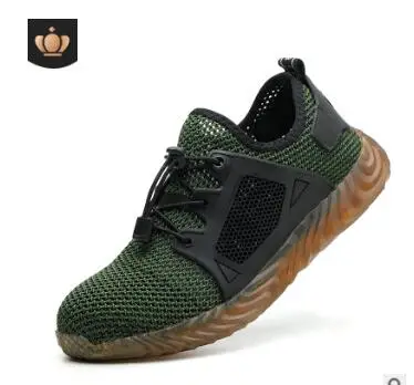 Green safety shoes 3 Дропшиппинг Рабочая безопасность мужские ботинки со стальным носком дышащие уличные повседневные кроссовки удобные ботинки промышленные ПРОКАЛЫВАЮЩИЕ Sh - Цвет: Green safety shoes 3