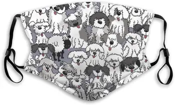 

Face Mask Adjustable Earloops Breathable Reusable Outdoor Mouth Cover Dust Mask for Adults Kids - Old English Sheepdogs