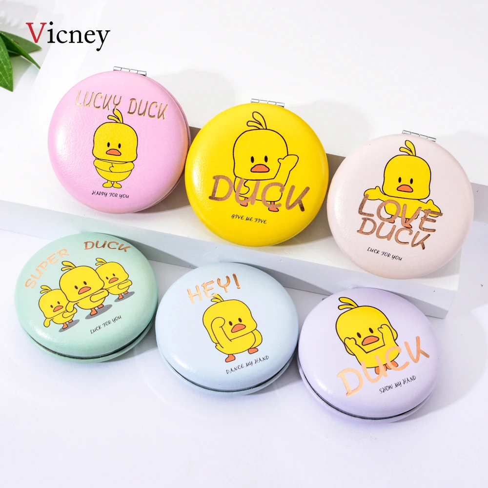 

Vicney 2019 New Little Yellow Duck Makeup Mirror Portable Double-Sided Folding Mirror Cute Cartoon Pocket Mirror Hand Mirror