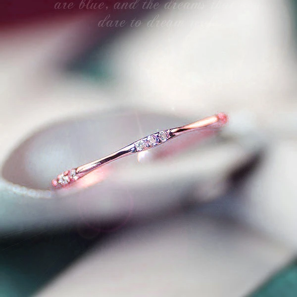 Женское тонкое кольцо с маленьким сердцем, светильник желтого золота, AAA+ CZ GIF, вечерние ювелирные изделия на каждый день, KAR173 - Цвет основного камня: rose gold