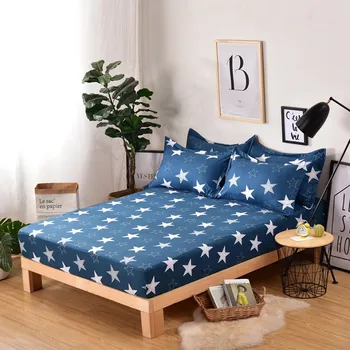 

Fashion Geometric Printed Fitted Sheet Set Polyester Bed Sheets Pillowcases Linens Mattress Elastic With Bedding Home Cover And
