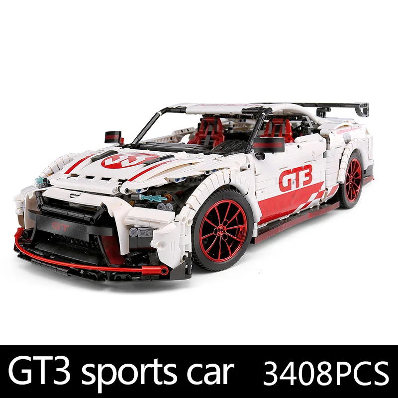 Креативная серия Moc Technic Ниссан GTR GT3 скоростной гоночный спортивный автомобиль набор автомобилей строительные блоки кирпичи модель игрушки 25326 - Цвет: white