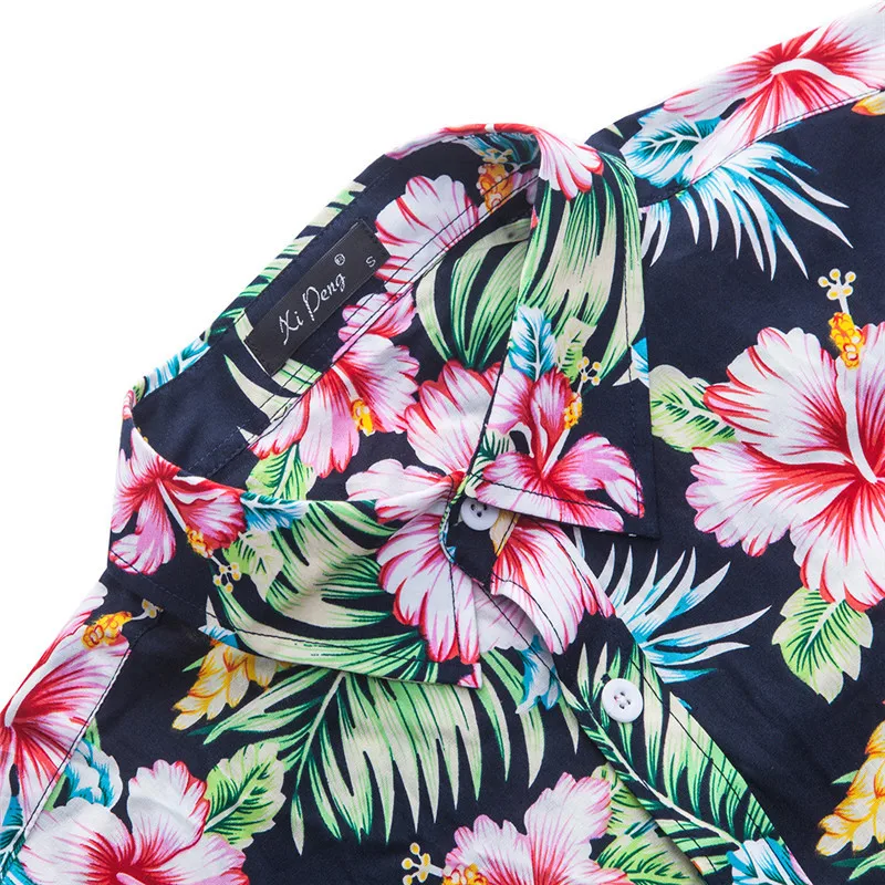 Хлопок Мужские Гавайские рубашки мужские повседневные Camisa Masculina печатные пляжные рубашки цветочные рубашки короткий рукав летняя рубашка для вечеринок