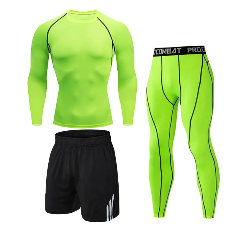 Мужская спортивная одежда, костюмы, спортивные колготки, мужская спортивная одежда для тренировок, спортивный комплект, спортивный костюм для бега, сухая посадка, 3 предмета