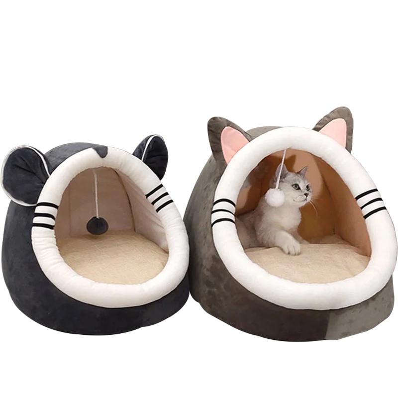 Pet Cat Bed Warm Nest Cute animal Indoor Kitty House Collapsible Cat