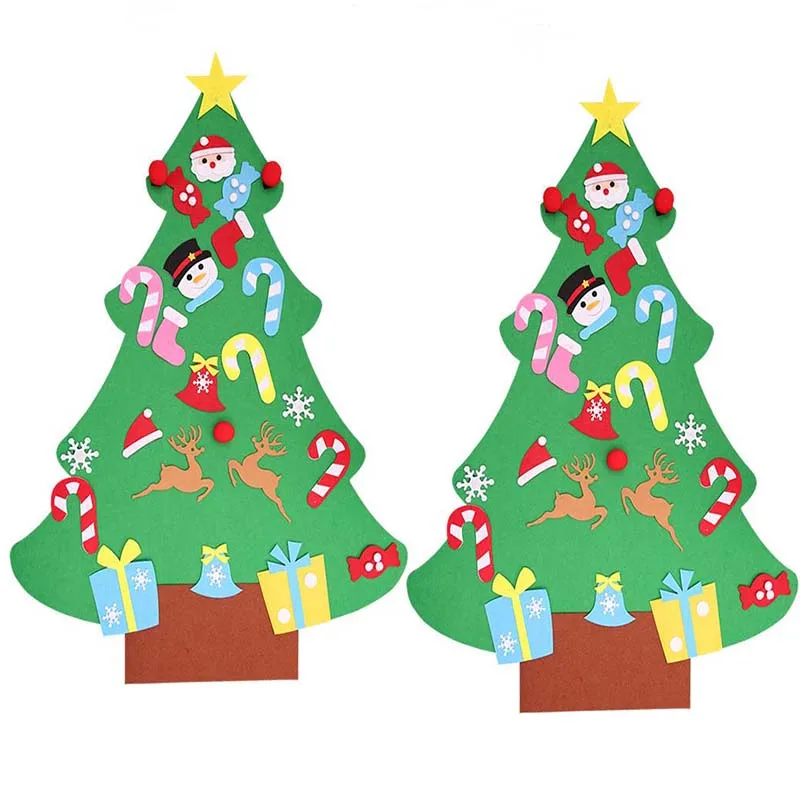 

Twins 95X70cm 3D DIY Felt Christmas Tree Upgraded Toddler Christmas Tree Hanging Ornaments For Kids Xmas Decoration