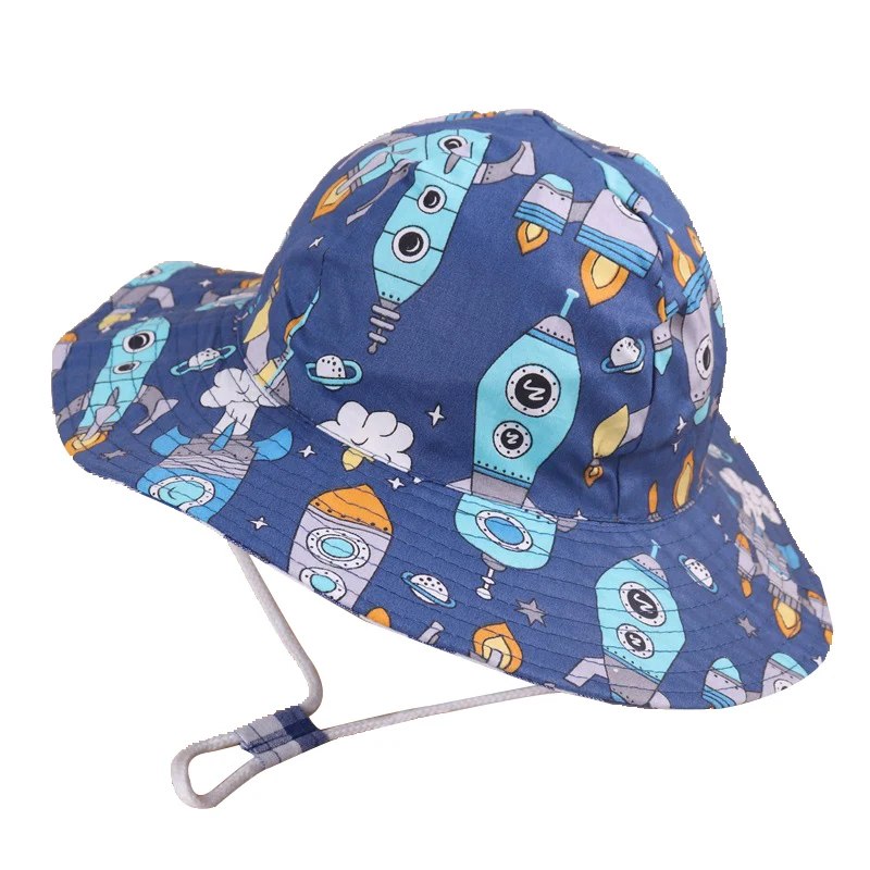 Silicone Anti-lost Chain Strap Adjustable  Spring Summer Baby Bucket Hat For Children Cartoon Animal Fisherman Cap Boys Girls Cotton Breathable Autumn Outdoor Sun Hats crochet baby accessories Baby Accessories