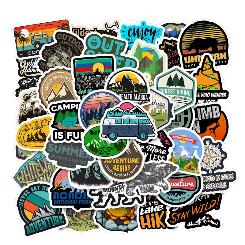 

50PCS Camping Travel Stickers Wilderness Adventure Outdoor Landscape Waterproof Decal Sticker To Suitcase Laptop Sticker