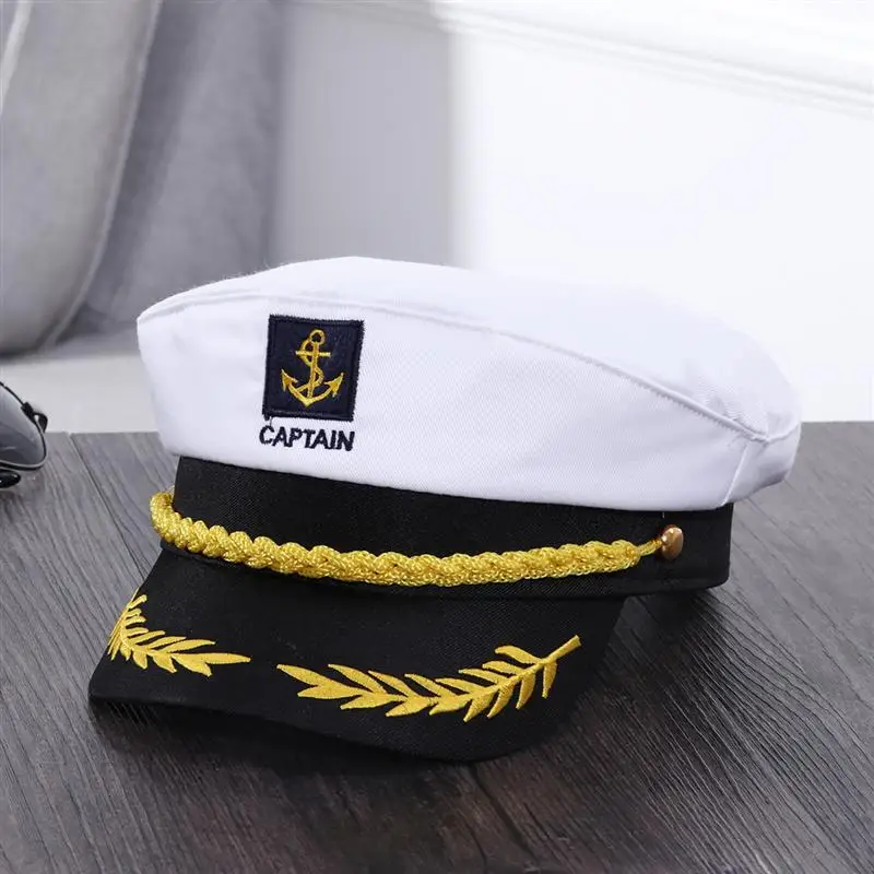 Party Hat Yacht Captain Hat Adult Yacht Boat Ship Sailor Captain Costume Hat Cap Marine Admiral Embroidered Captain'S Cap Halloween Sailor Hat