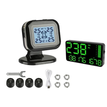 

C90 C Speeeter Hud Display Car Hud with Overspeed Alarm & Q2 Car Wireless External TPMS Sensor USB