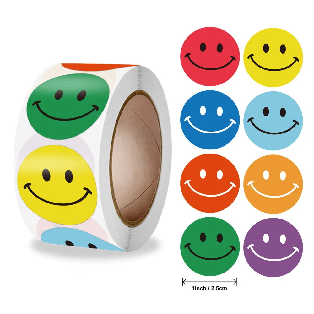 Наклейка со смайликом для детей наклейка в желтый горошек с надписью Happy Smile Face