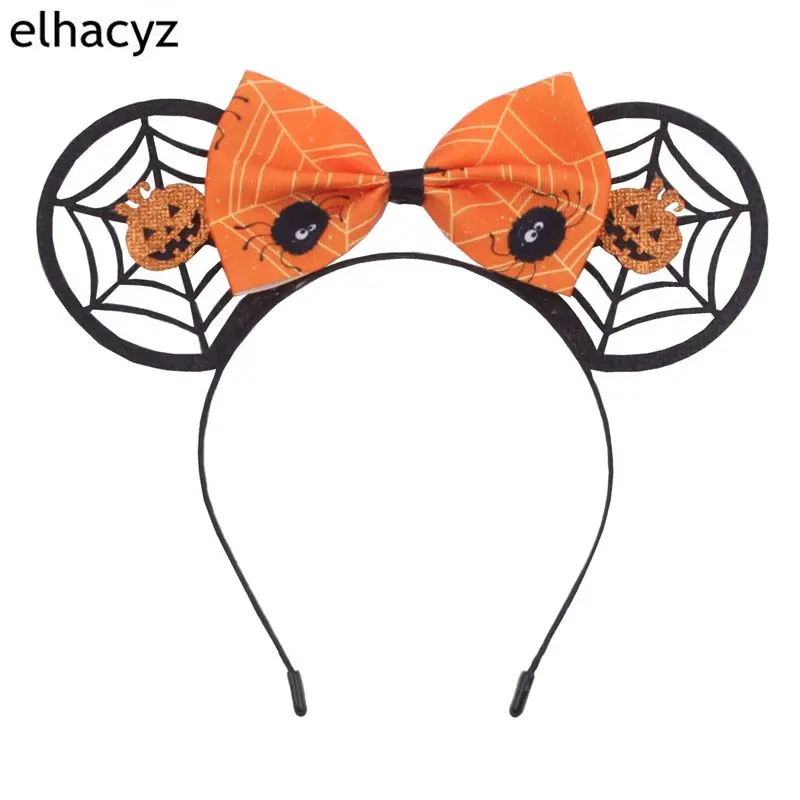 Spider web-фестиваль Хэллоуин Hairband Для Женщин Девочек Блестящий фетровый плед лук Минни ободок с мышиными ушками Детские аксессуары для волос