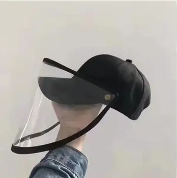 

Detachable Black Baseball cap Anti-saliva Hat Mask Face Neck Cover Protective Epidemic Prevention Anti-spitting Dustproof Hat