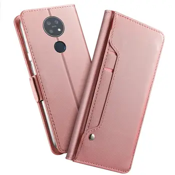 

For Nokia 7.2 Case Leather Wallet Flip Stand Cover with Mirror and Card Slots Shell For Nokia 3.1 C Nokia 2.2 Case Shockproof