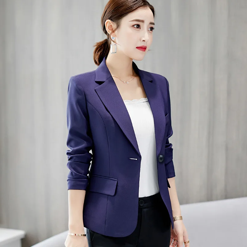 Casual ladies blazer 2020 new spring and autumn elegant long-sleeved feminine jacket small suit office coat