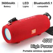 

40W High Power LED Wireless Bluetooth Speakers Waterproof Portable Column For PC Computer Subwoofer BoomBox Music Center FMRadio