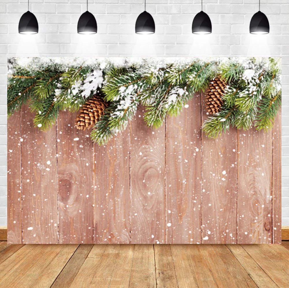 

Laeacco Christmas Winter Vintage Wooden Board Snowflake Birthday Backdrop Photographic Photo Background For Photo Studio